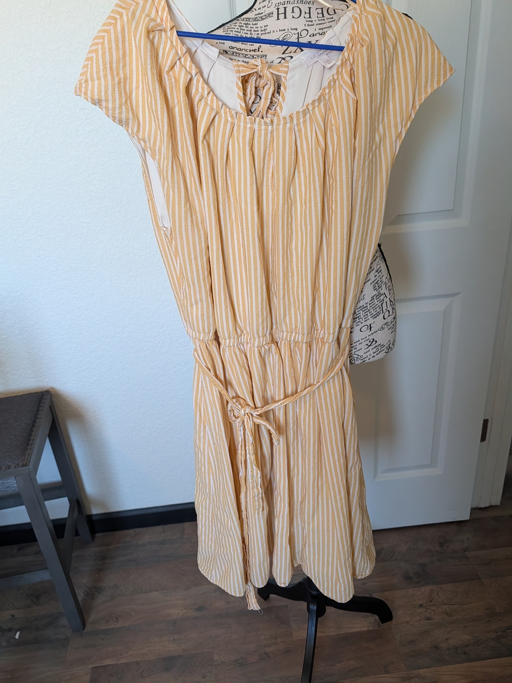 Lauren Conrad Yellow Stripe Tie-Waist Cotton Dress With Lining Size xxl